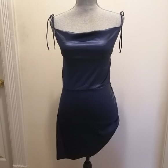 Midnight Blue Open-Back Satin Party/Occasion Dress by Zaful, BNWT - Picture 12 of 12